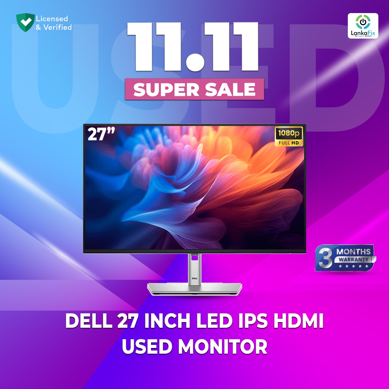 DELL 27 INCH LED IPS HDMI